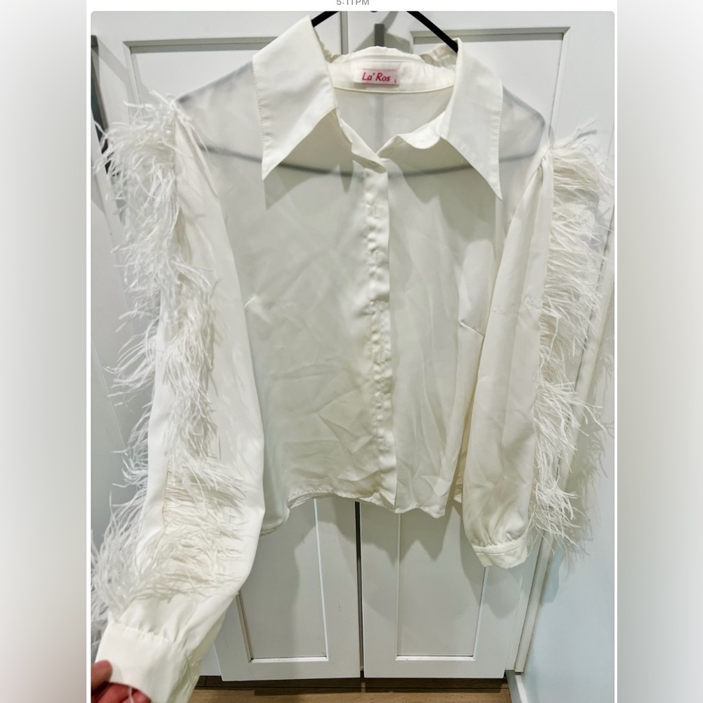 White Feathered Women's Top